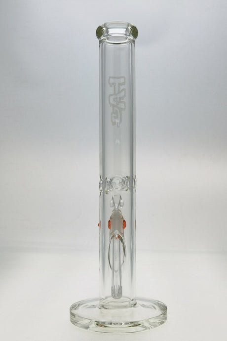 TAG 16" Straight Tube Bong, 50x7MM thick glass, with 18/14MM downstem, front view on white background