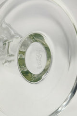 Close-up of TAG 16" Straight Tube Bong base with Thick Ass Glass logo, 7mm thickness