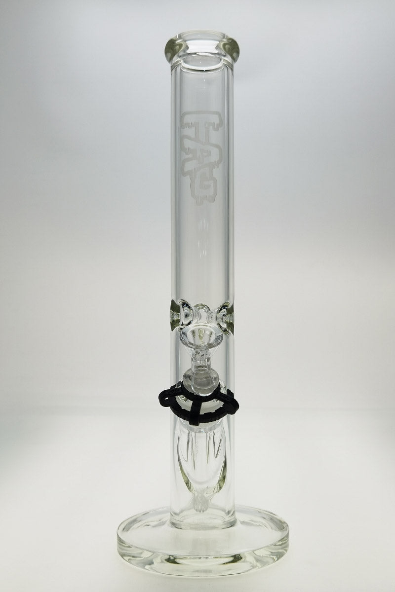 TAG 16" Straight Tube Bong 50x7MM with 18/14MM Downstem Front View