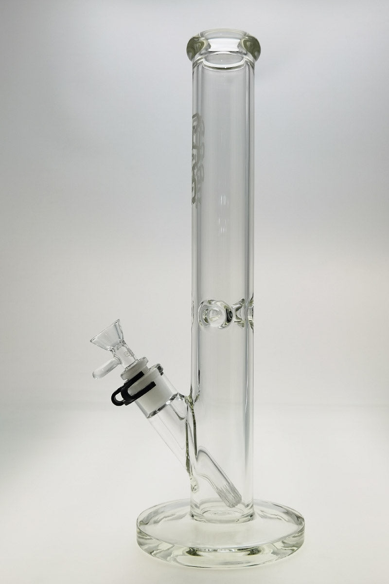 TAG 16" Straight Tube Bong with 50x7MM thickness and 18/14MM Downstem, front view on white background