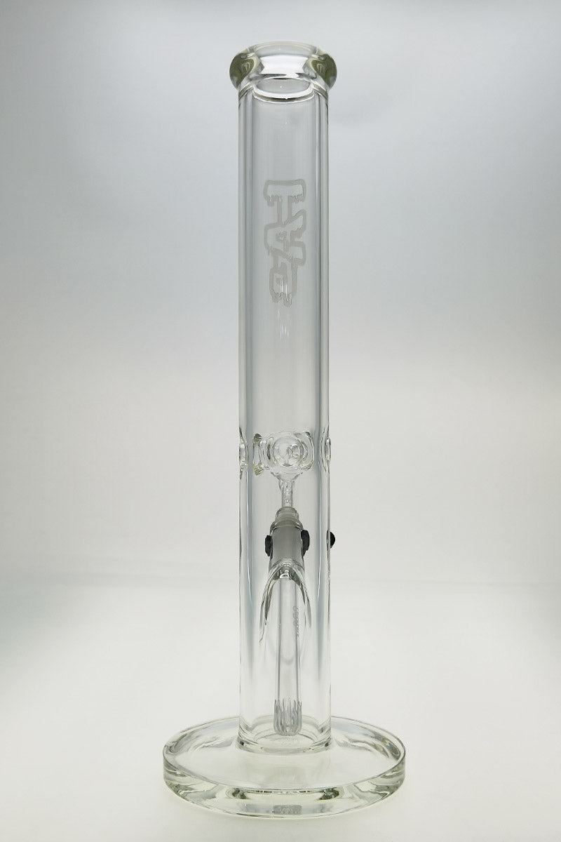TAG 16" Straight Tube Bong, 50x7MM with 18/14MM Downstem, Front View on White Background
