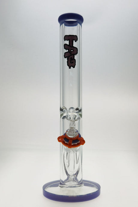 TAG 16" Straight Tube Bong, 50x9MM with 18/14MM Downstem, Front View on White