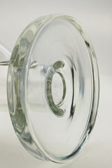 Close-up of TAG 16" Straight Tube Bong Base, 50x9MM Thick Quartz Glass, Clear