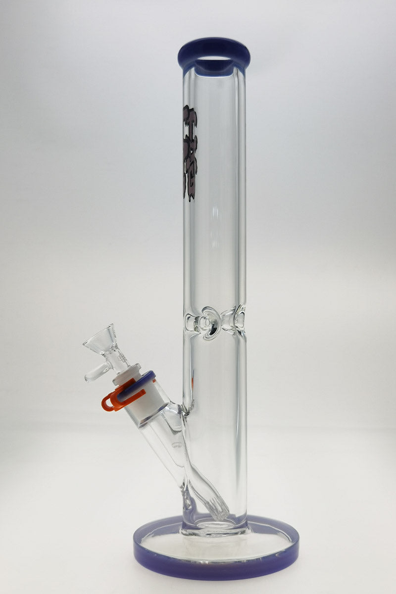 TAG 16" Straight Tube Bong, 50x9MM, Front View with 18/14MM Downstem, Thick Quartz Glass