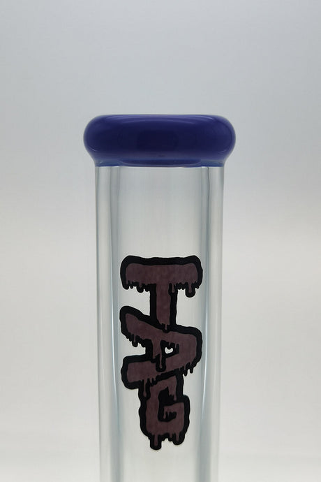 TAG 16" Straight Tube Bong 50x9MM with Purple Accents - Front View
