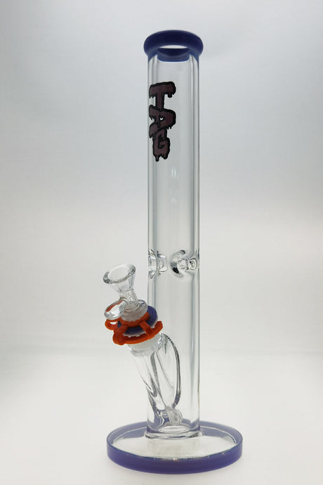 TAG 16" Straight Tube Bong with 50x9MM thickness and Purple Accents, Front View