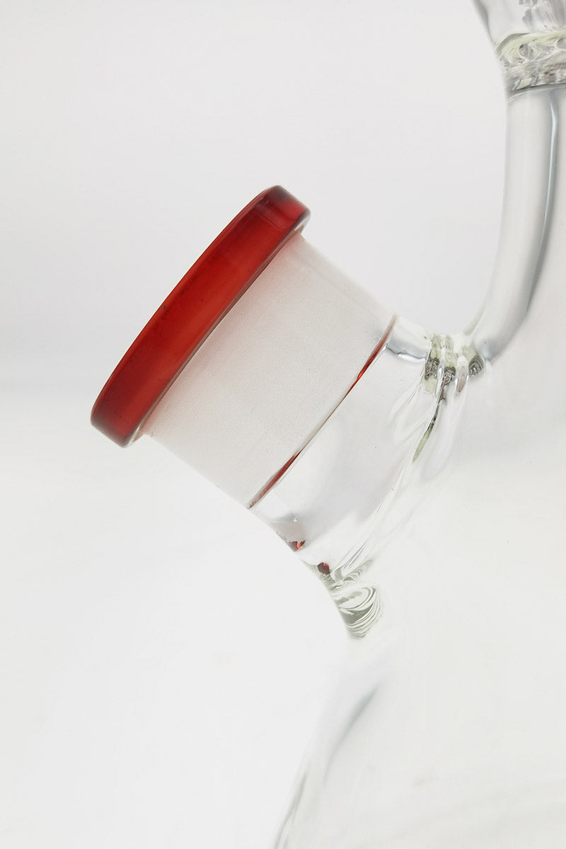 Close-up of TAG 17" Beaker Bong 50x7MM with Red 28/18MM Downstem on White Background