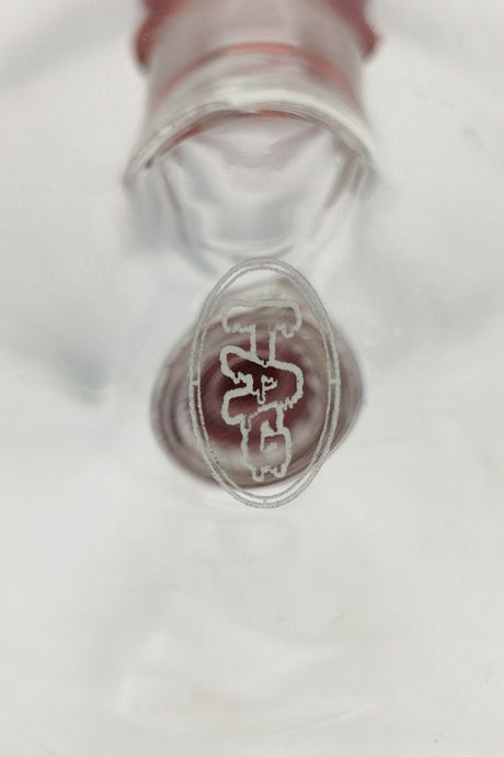Top view of TAG 17" Beaker Bong with Fixed 16-Arm Tree Percolator on white background
