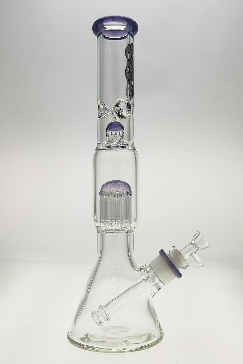 TAG 17" Beaker Bong with 16-Arm Tree Percolator, 50x7MM, Front View on White Background