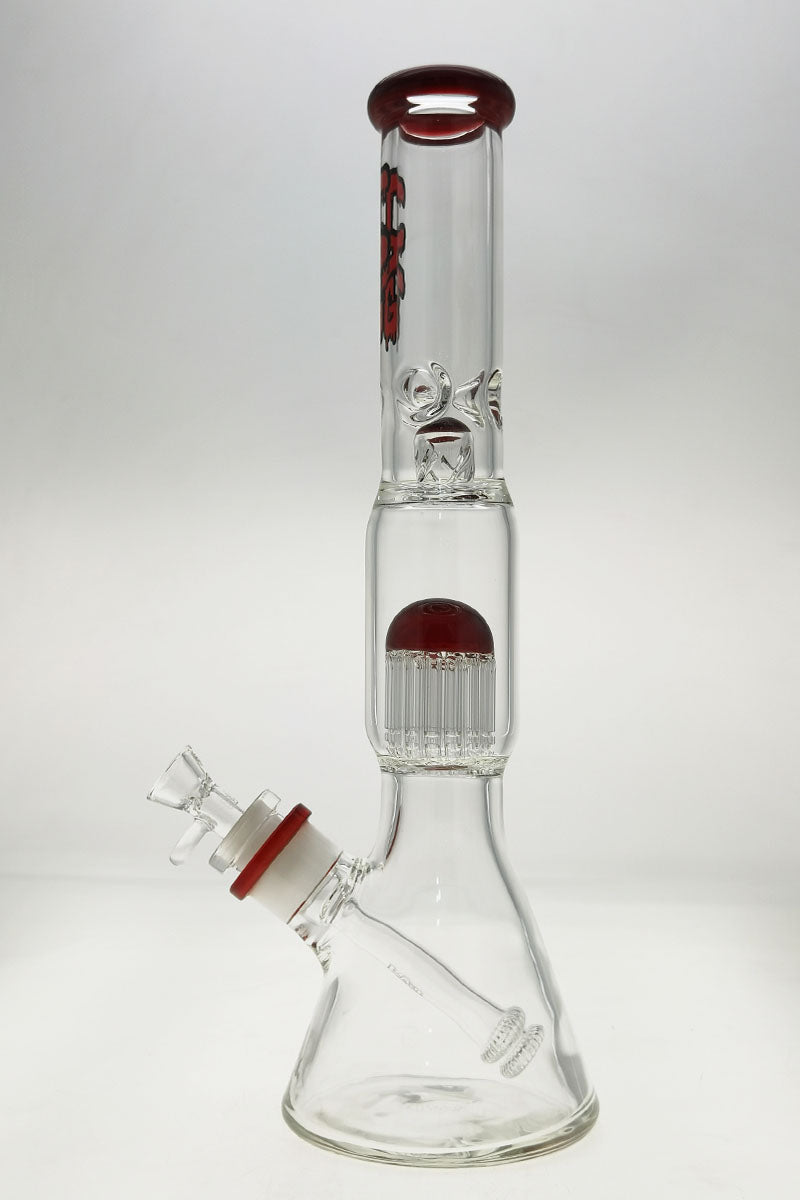 TAG 17" Beaker Bong with Fixed 16-Arm Tree Percolator, 50x7MM thick glass, front view on white
