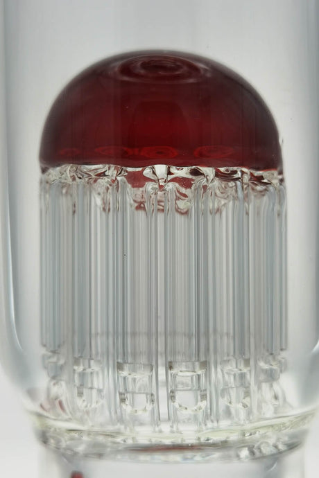 Close-up of TAG 17" Beaker Bong with Fixed 16-Arm Tree Percolator and Red Accents