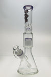 Thick Ass Glass 17" Beaker Bong with Purple Label, 16-Arm Tree Percolator, Front View