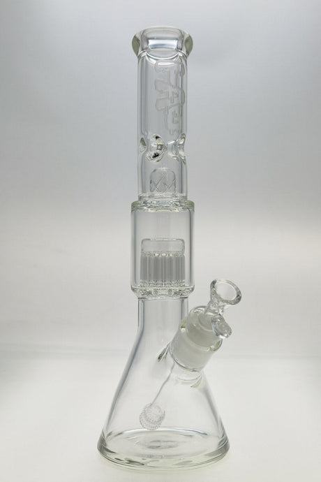 TAG 17" Beaker Bong with 16-Arm Tree Percolator, 50x7mm, Clear Glass, Front View
