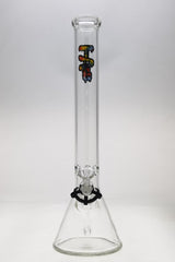 TAG 18" Beaker Bong 50x5MM with Tie Dye Logo, 18/14MM Downstem, Front View on White