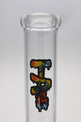 TAG 18" Beaker Bong with Tie Dye Logo, 50x5MM Thick Borosilicate Glass, Front View