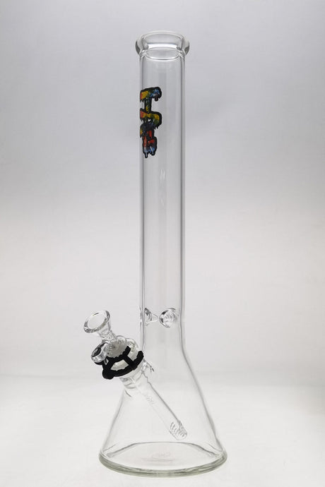 TAG 18" Beaker Bong 50x5MM with Tie Dye Logo and 18/14MM Downstem, Front View