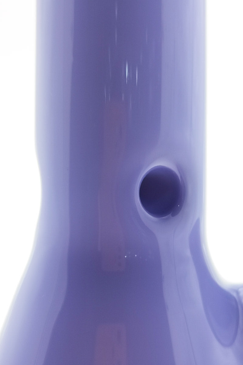 Close-up of TAG 18" Beaker Bong in Tie Dye, 50x5MM thick borosilicate glass, with 18/14MM downstem