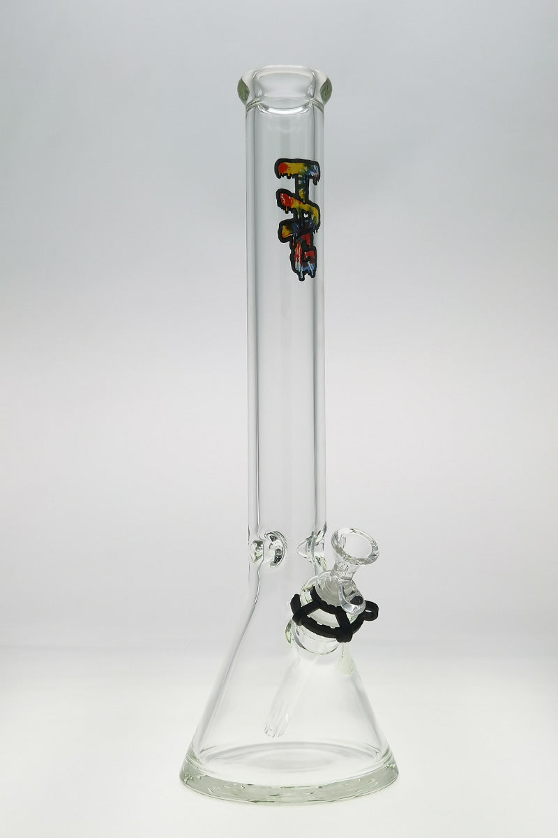 TAG 18" Rasta Beaker Bong 50x7MM with 18/14MM Downstem front view on white background