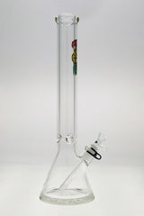 TAG 18" Beaker Bong 50x7MM with Rasta Design, 18/14MM Downstem, Front View on White Background
