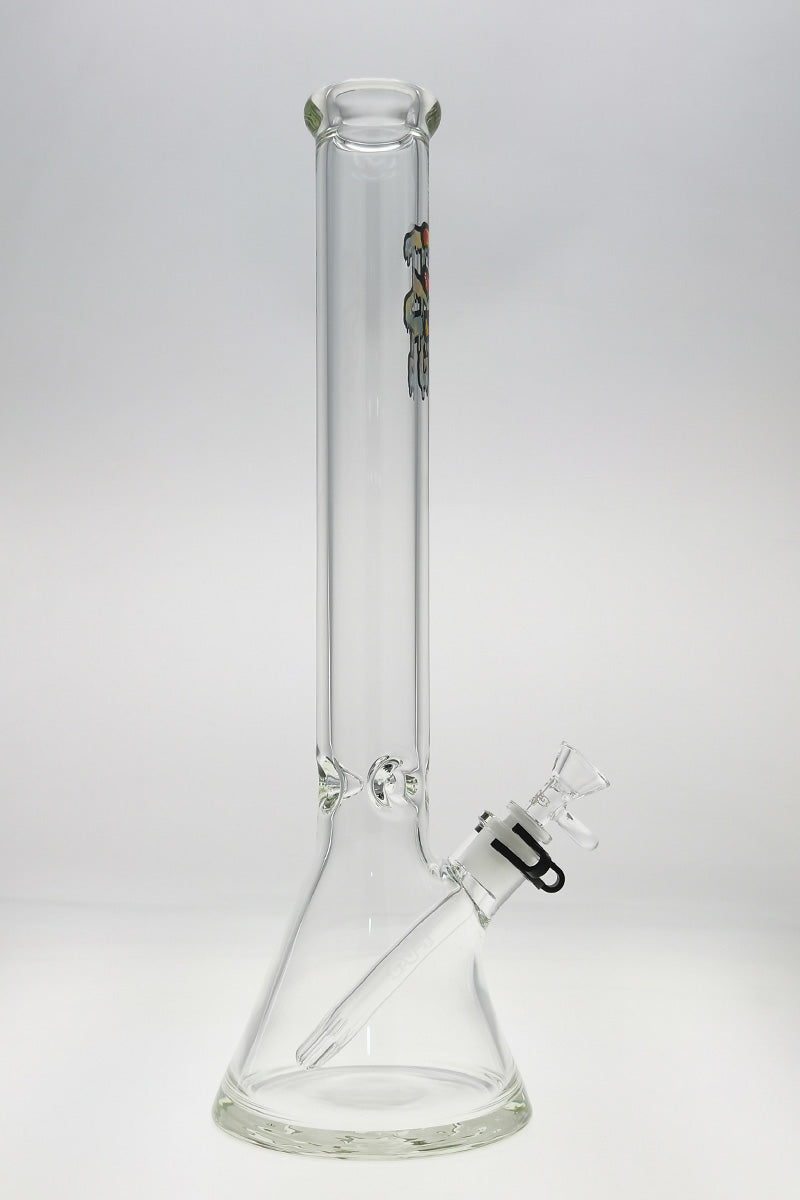 TAG 18" Beaker Bong in Clear Glass with Rasta Accent, 50x7MM Thick, Front View