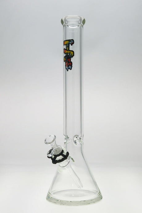 TAG 18" Beaker Bong with Wavy Tie Dye Label, 50x7MM thick glass, front view on white background