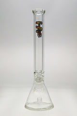 TAG 18" Beaker Bong 50x9MM with Tie Dye Logo, Thick Glass, Front View on White Background