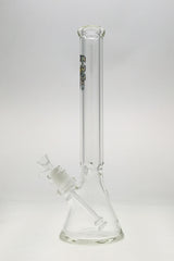 TAG 18" Beaker Bong 50x9MM with Tie Dye Logo, 28/18MM Downstem, Front View on White