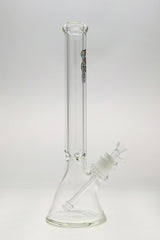 TAG 18" Beaker Bong 50x9MM with Wavy Tie Dye Label, 28/18MM Downstem, front view on white background