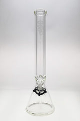 TAG 18" Beaker Bong in Clear Glass with Rasta Accent - Front View with Thick 9mm Wall