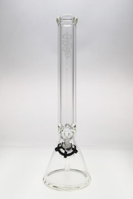 TAG 18" Beaker Bong in Clear Glass with Rasta Accent - Front View with Thick 9mm Wall