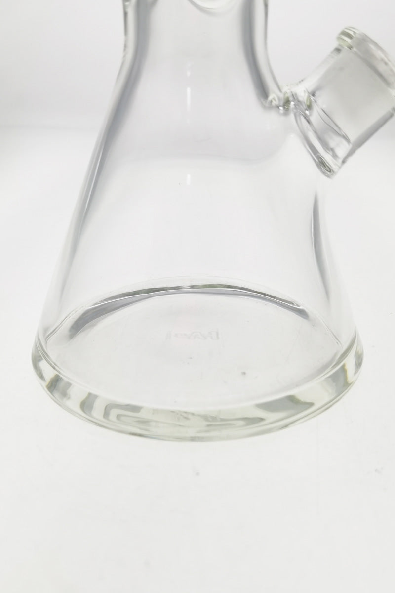 TAG 18" Beaker Bong in clear glass, 50x9MM thick, with 18/14MM downstem, close-up side view