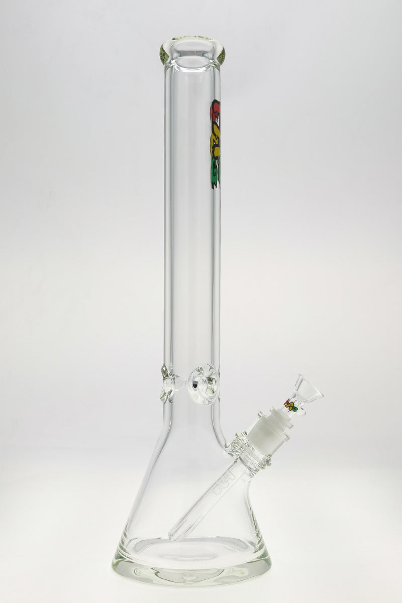 Thick Ass Glass 18" Beaker Bong in Rasta Colors, 50x9MM with 18/14MM Downstem, Front View