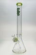 TAG 18" Beaker Bong in Clear Glass with Slyme Accents and Rasta Logo, Front View