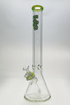 TAG 18" Beaker Bong in Clear Glass with Slyme Accents and Rasta Logo, Front View