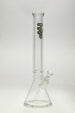 Thick Ass Glass 18" Beaker Bong in Clear with Rasta Logo, 50x9MM Super Thick Glass, Front View