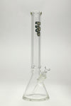 Thick Ass Glass 18" Beaker Bong in Clear with Rasta Logo, 50x9MM Super Thick Glass, Front View