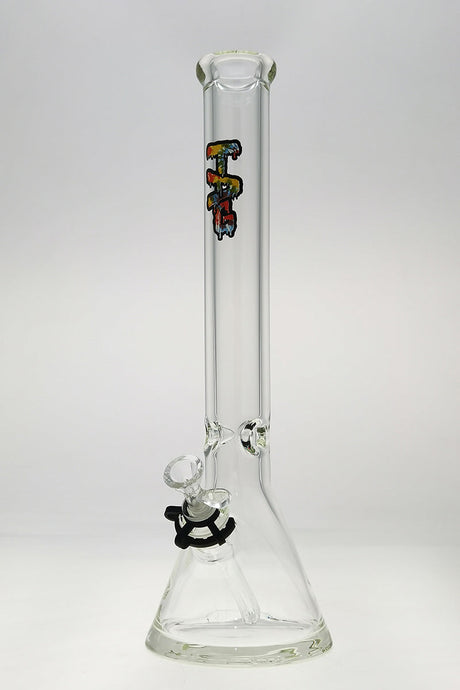TAG 18" Beaker Bong 50x9MM with Rasta Tie Dye Label and 18/14MM Downstem, Front View