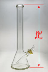 TAG 18" Beaker Bong 50x7MM without Ice Pinches, Front View with 18/14MM Downstem