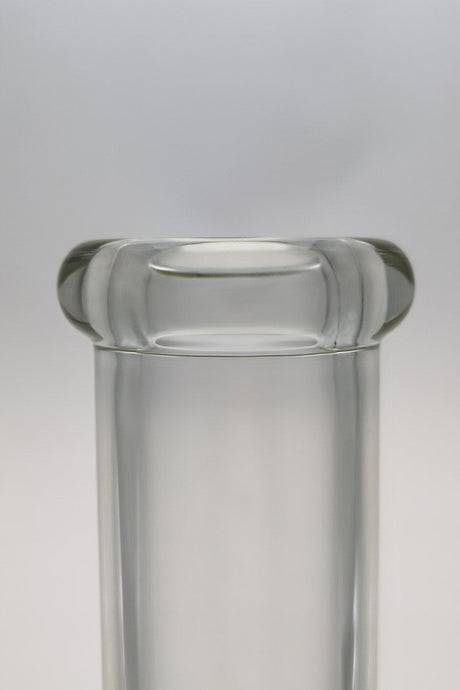 Close-up view of TAG 18" Beaker Bong top without ice pinches, 7mm thick quartz