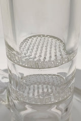 Close-up of TAG 18" Double Honeycomb Percolator with Ice Pinches, 50x7MM Clear Glass