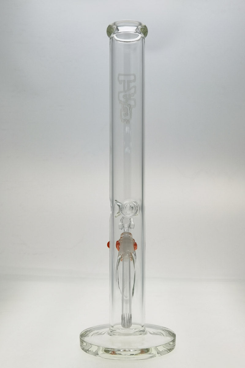 TAG 18" Straight Tube Bong 50x5MM with 18/14MM Downstem, Front View on White Background