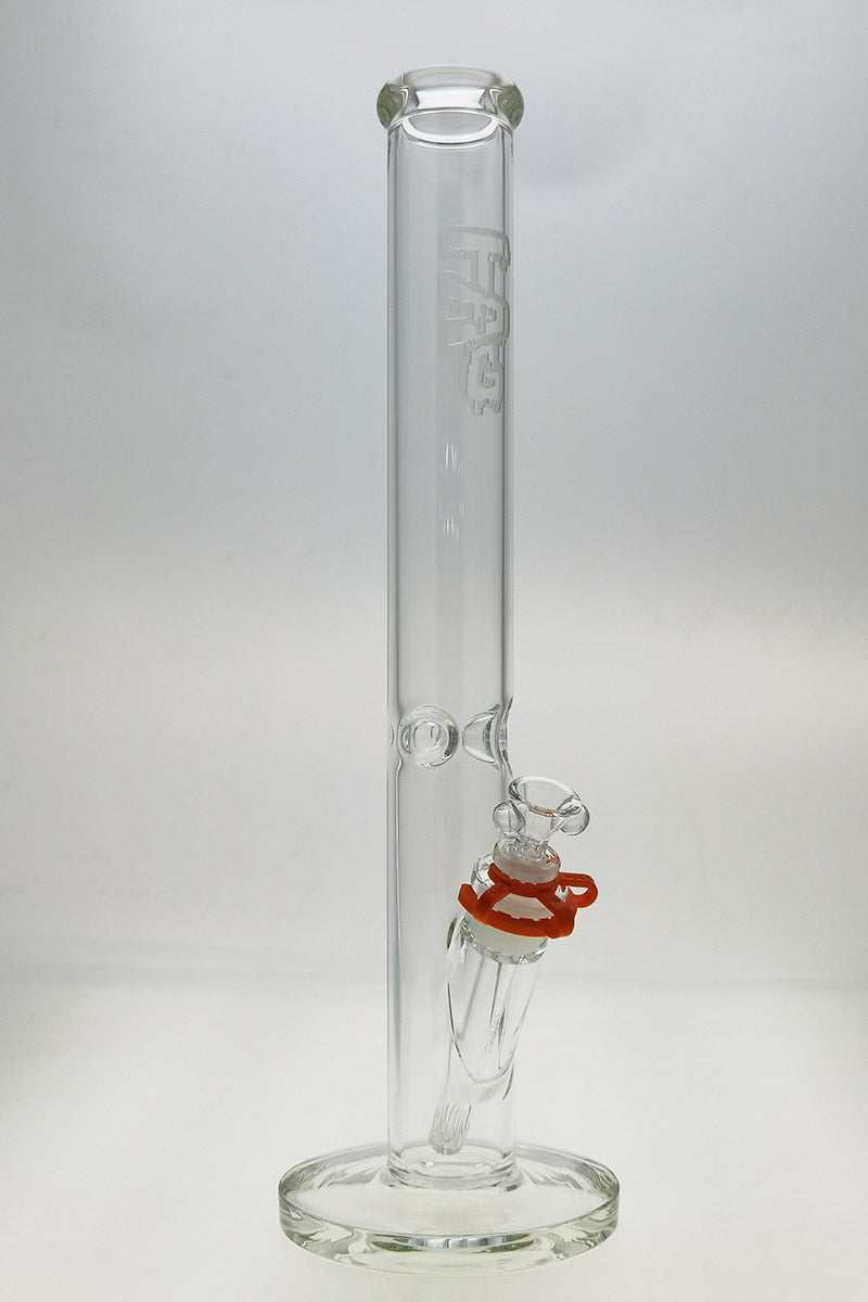 TAG 18" Straight Tube Bong, 50x5MM thick glass, with 18/14MM Downstem, front view