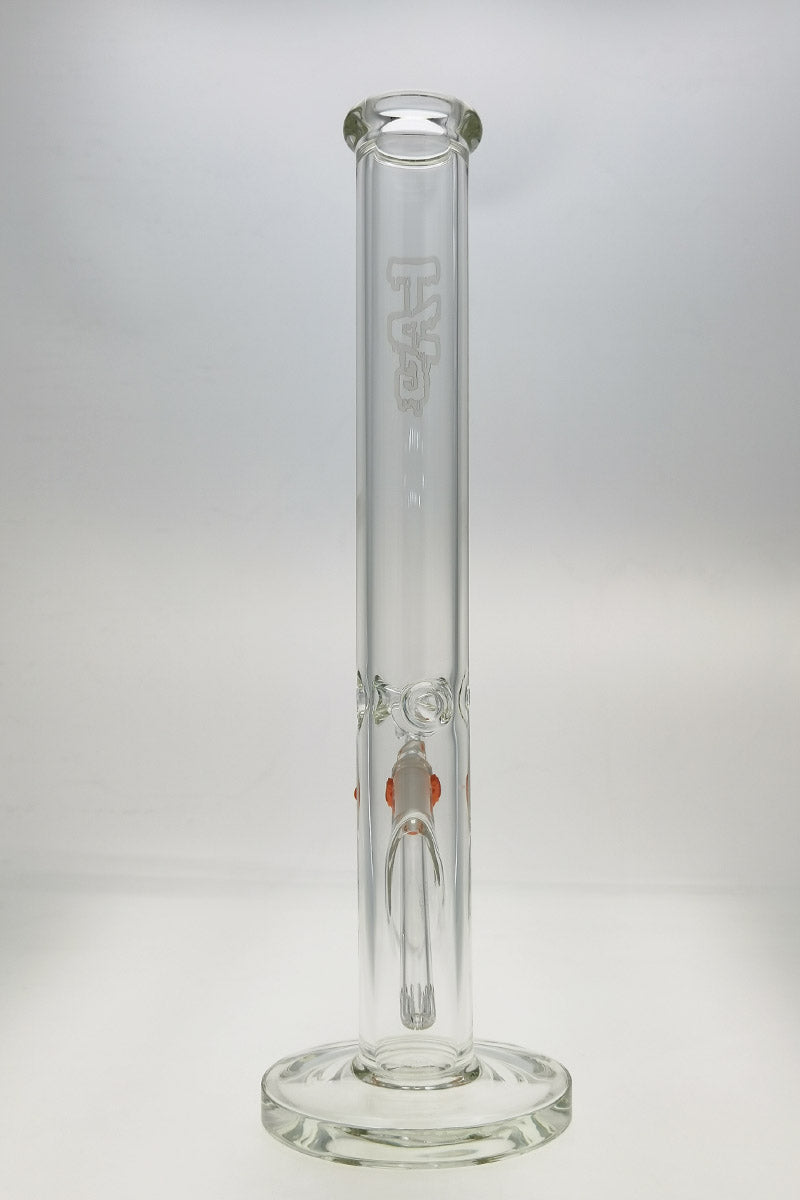 TAG 18" Straight Tube Bong, 50x7MM with 18/14MM Downstem, Front View on White Background