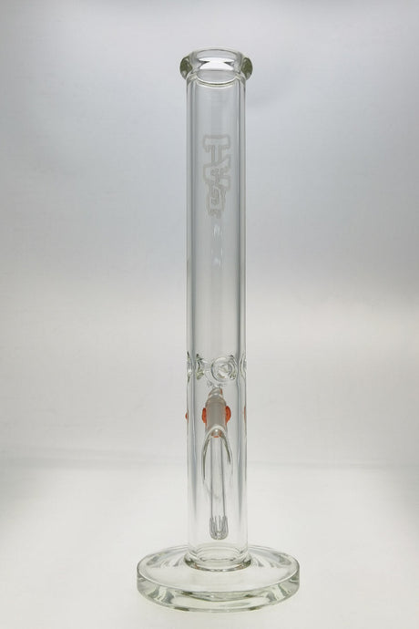 TAG 18" Straight Tube Bong, 50x7MM with 18/14MM Downstem, Front View on White Background