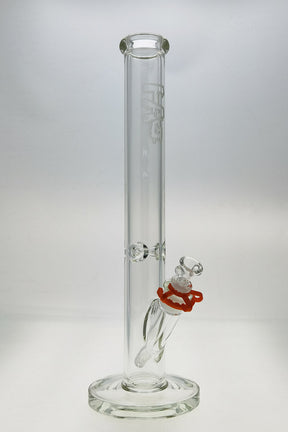 TAG 18" Straight Tube Bong, 50x7MM with 18/14MM Downstem, Front View, Clear with Engraved Logo