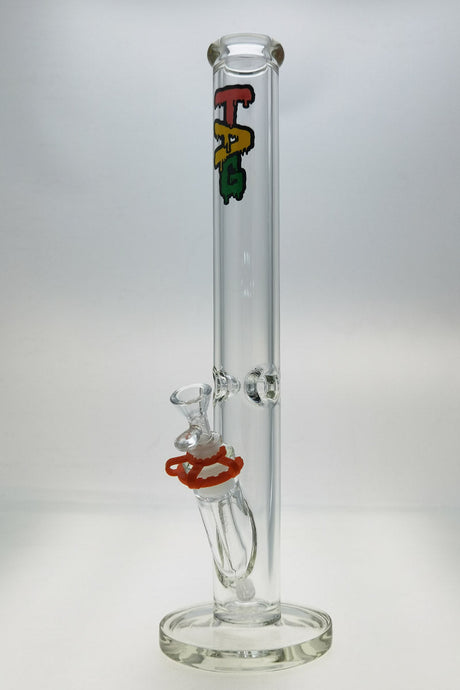 TAG 18" Straight Tube Bong with Rasta Label, 50x9MM, Front View on White Background