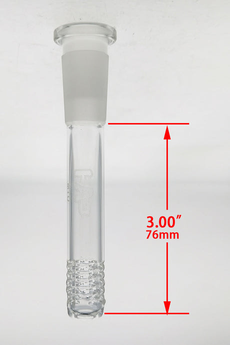 Thick Ass Glass 18/14MM Open End Gridded Downstem, 5.50" Length, Front View on White