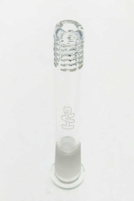 TAG 5.50" Clear Glass Downstem with 54 Hole Open End Gridded Design for Bongs - Front View