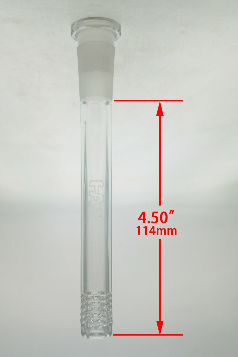 TAG 4.50" Clear Downstem with 54 Hole Open End Gridded Super Slit for Bongs - Front View