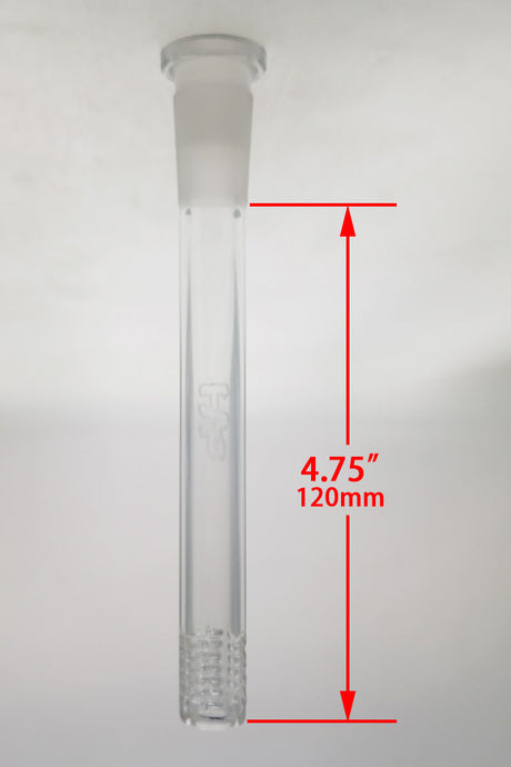 TAG 4.75" Clear Glass Downstem with 54 Hole Open End Gridded Super Slit, Front View